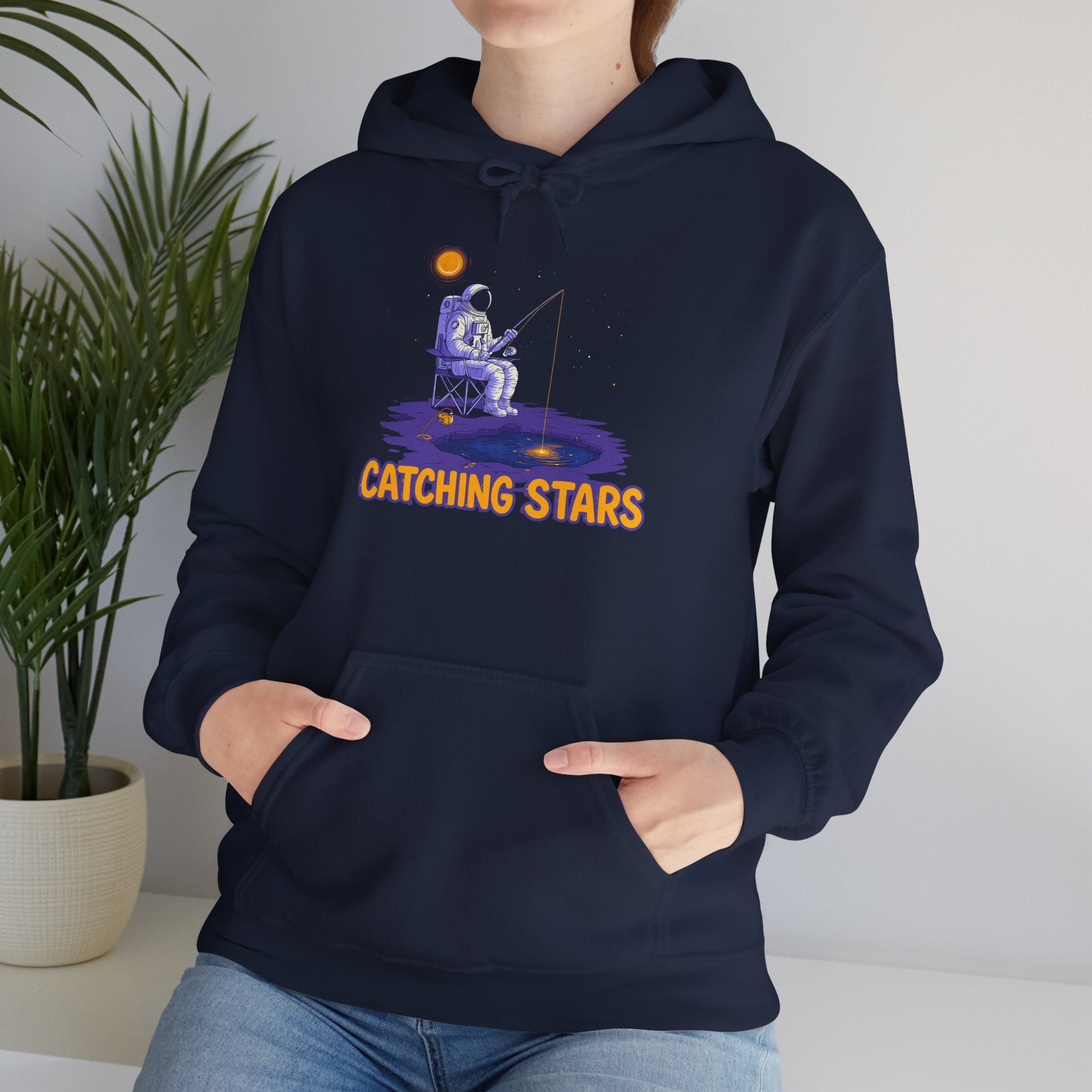 Catching Stars Hoodie — Astronaut Night Sky Graphic Sweatshirt