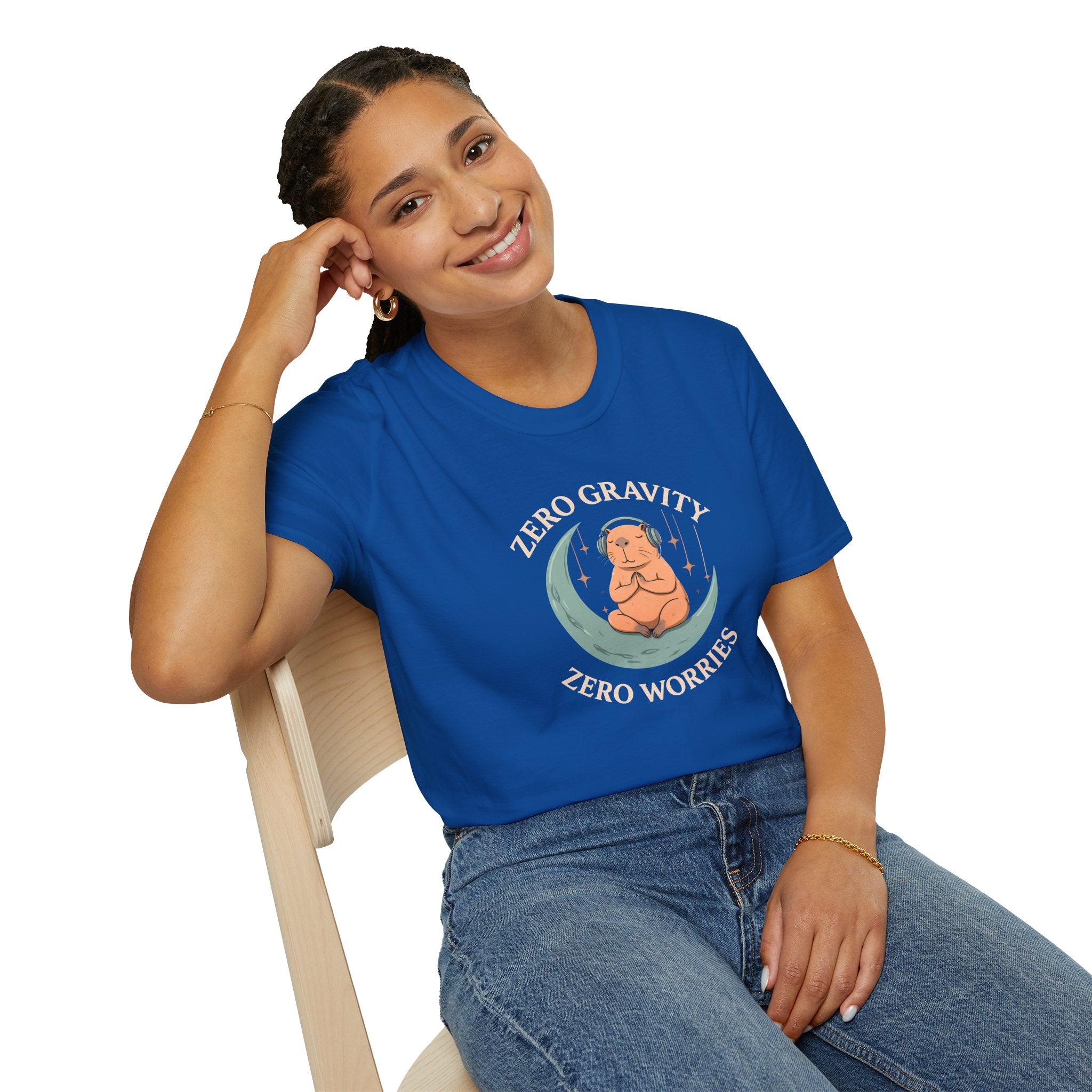 Zero Gravity, Zero Worries Meditating T-Shirt