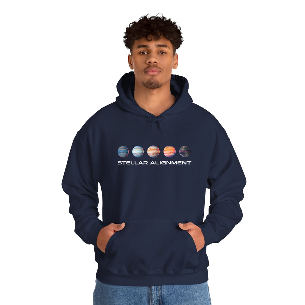 Stellar Alignment Hoodie — Celestial Planets Graphic Pullover