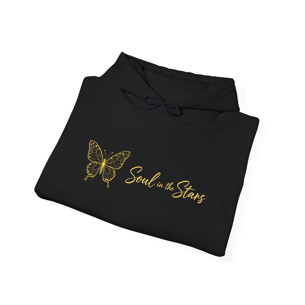 Soul in the Stars Hoodie — Gold Butterfly Spiritual Graphic Hoodie