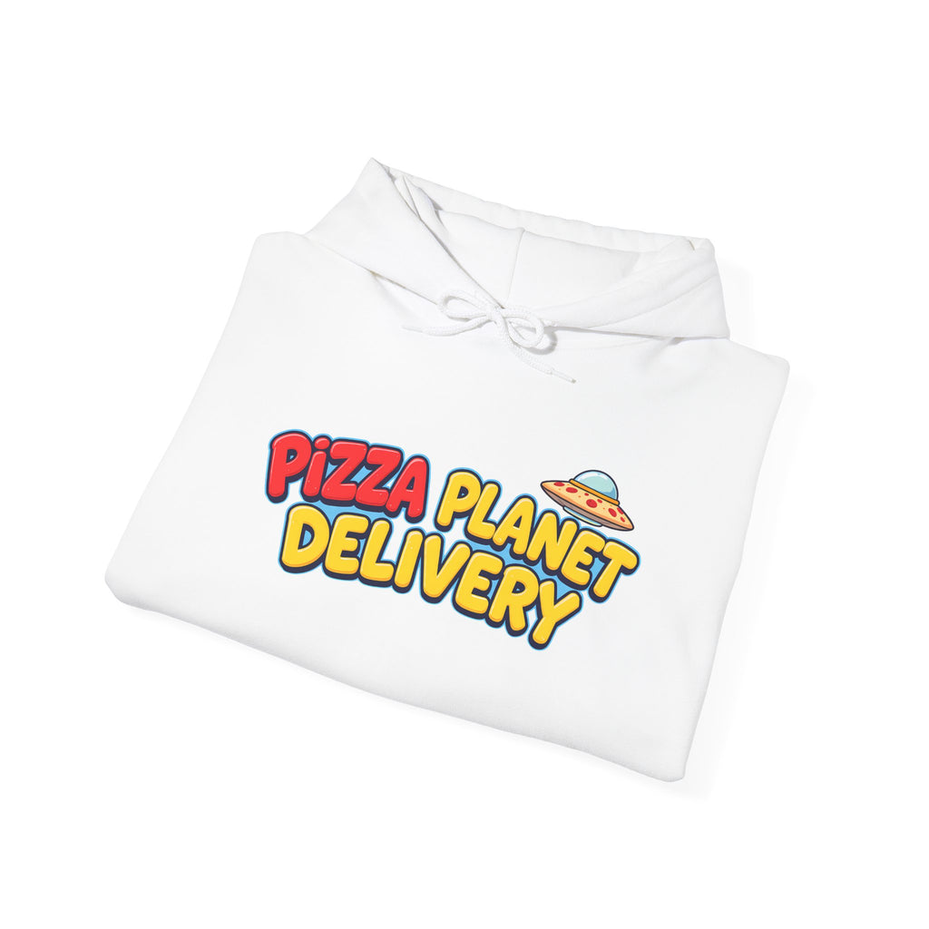 Pizza Planet Delivery Hoodie — Retro Cartoon Space Pizza Logo Pullover