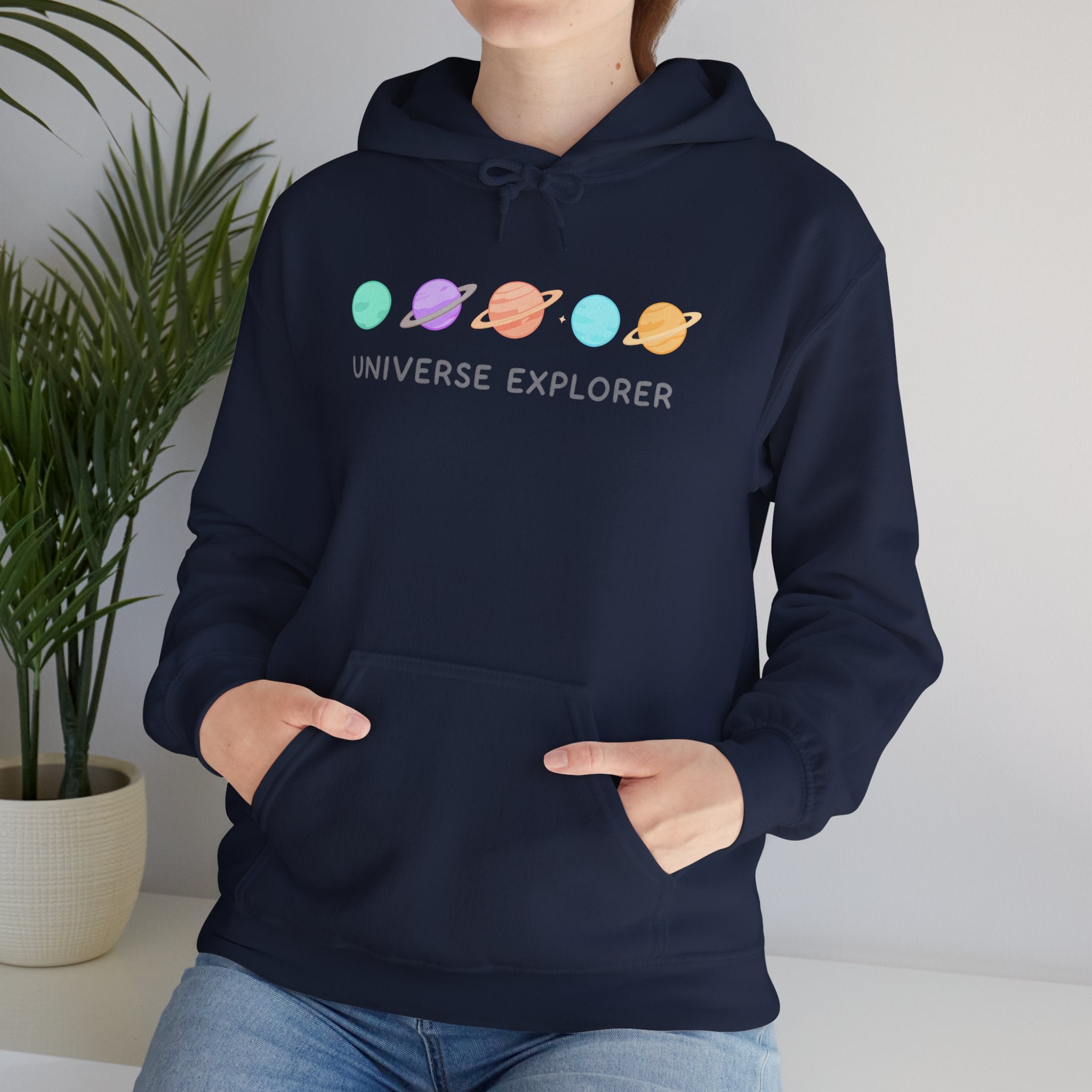 Universe Explorer Hoodie — Cute Pastel Planets Graphic Sweatshirt