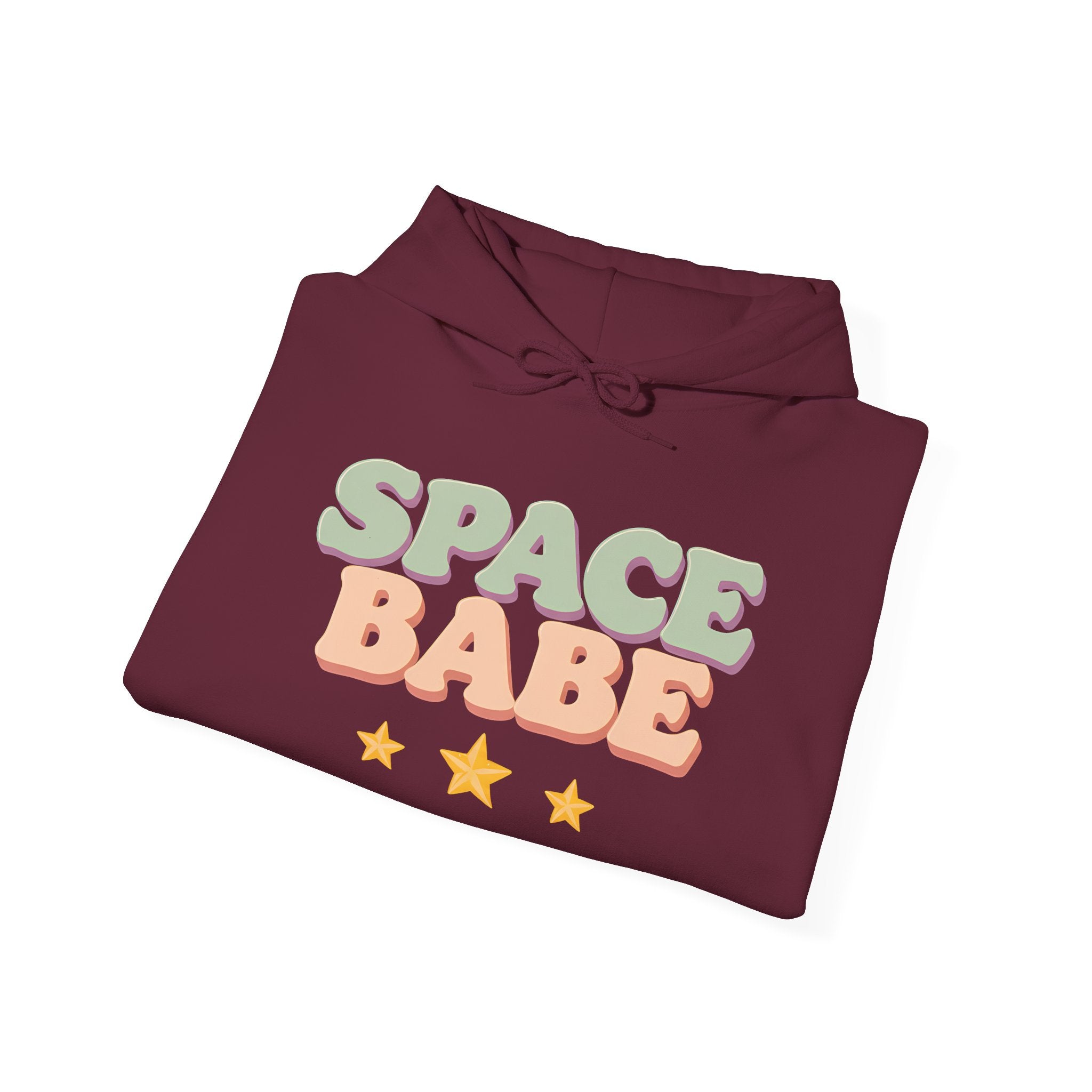 Space Babe Hoodie — Retro Pastel Graphic Hooded Sweatshirt