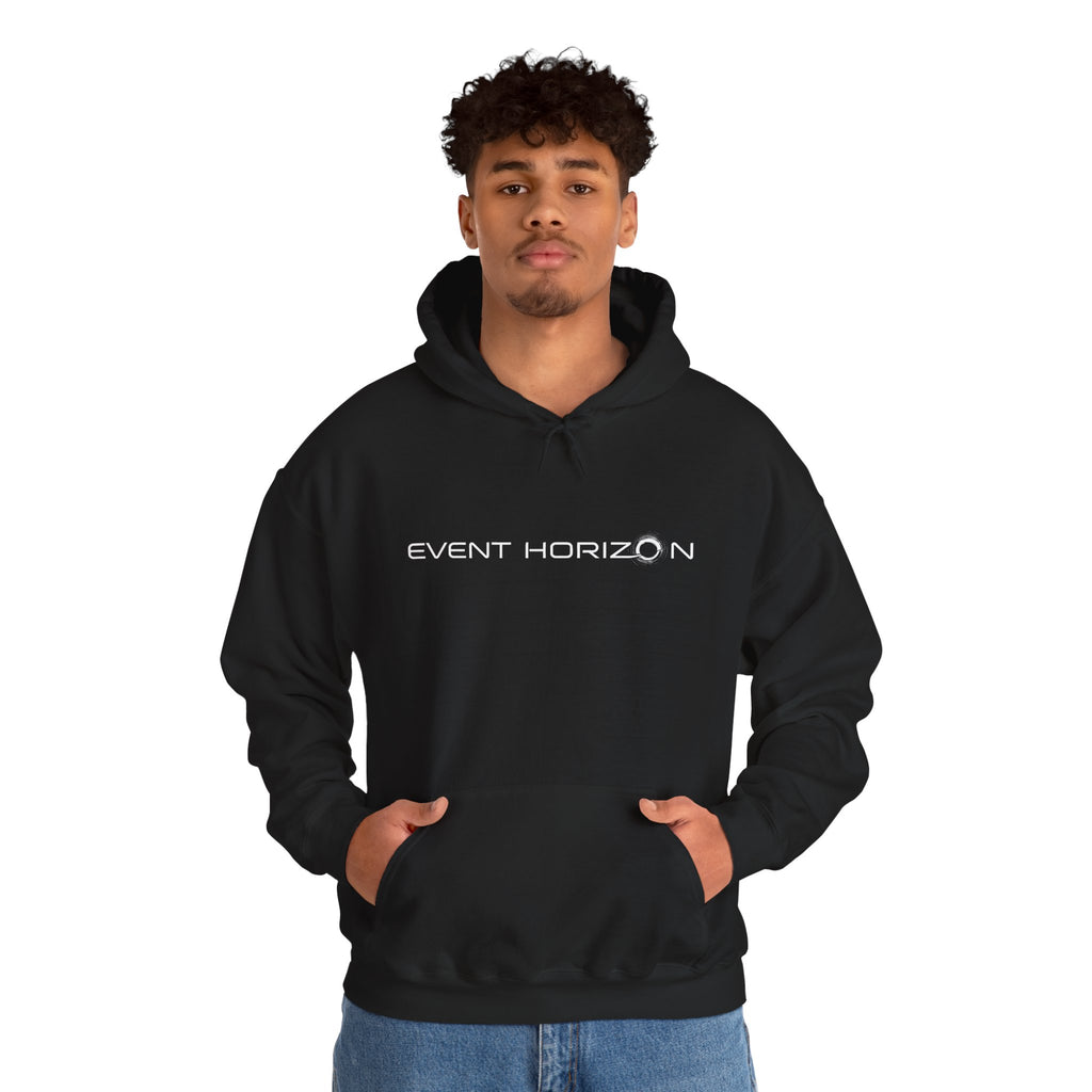 Event Horizon Hoodie — Minimal Sci‑Fi Logo Pullover