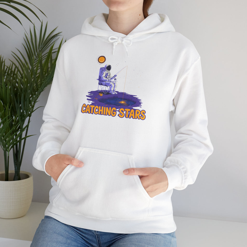 Catching Stars Hoodie — Astronaut Night Sky Graphic Sweatshirt