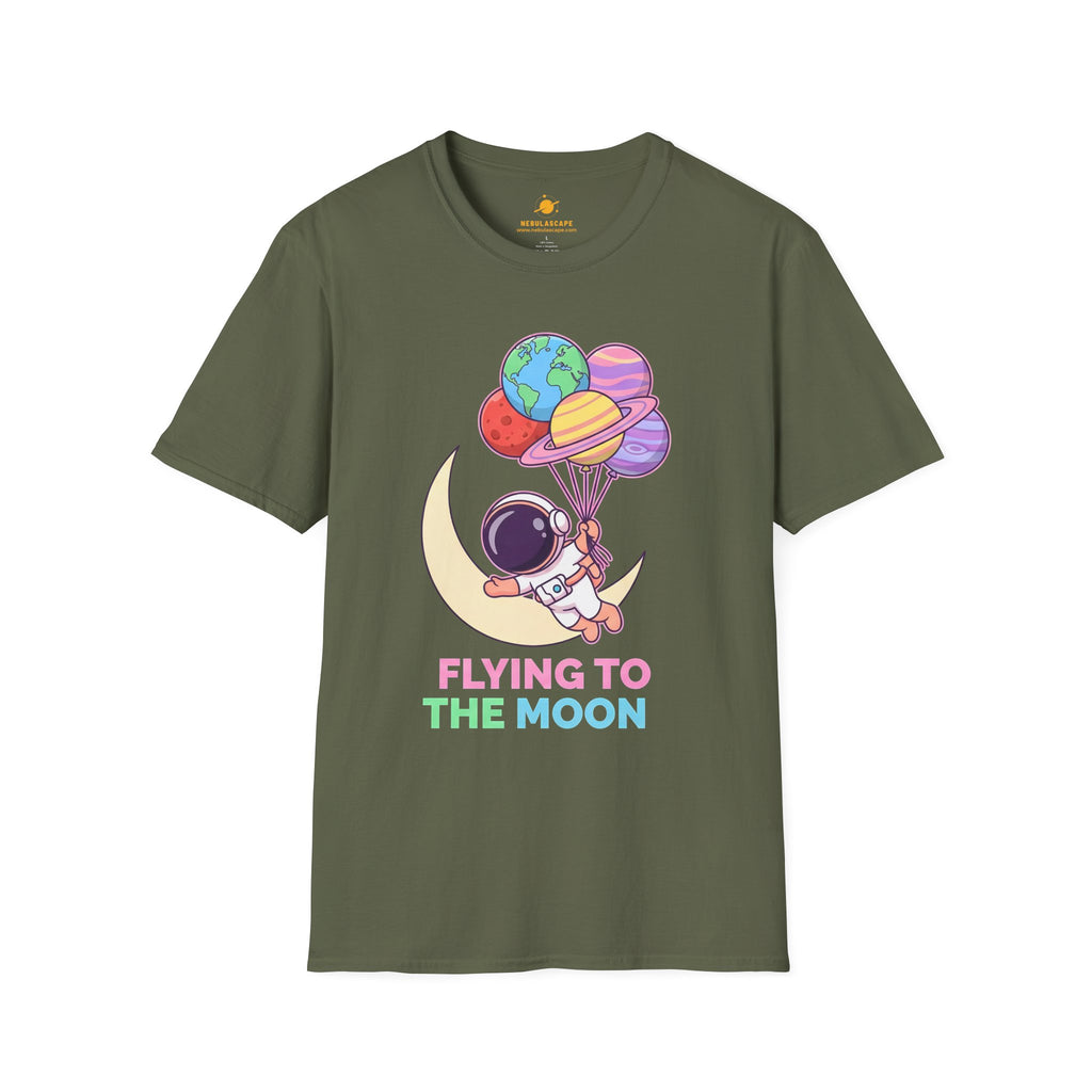 Flying to the Moon T-Shirt — Cute Astronaut Balloon Graphic Tee