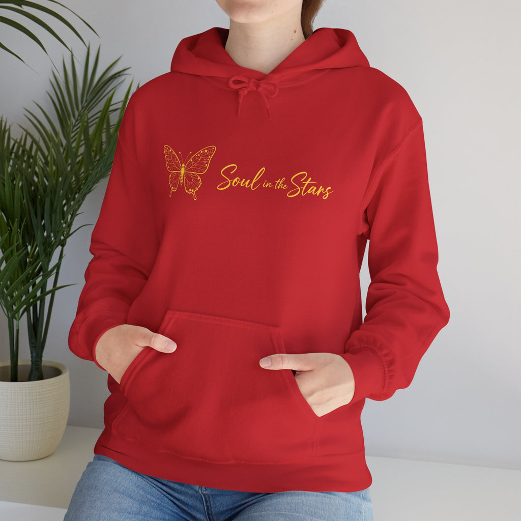 Soul in the Stars Hoodie — Gold Butterfly Spiritual Graphic Hoodie