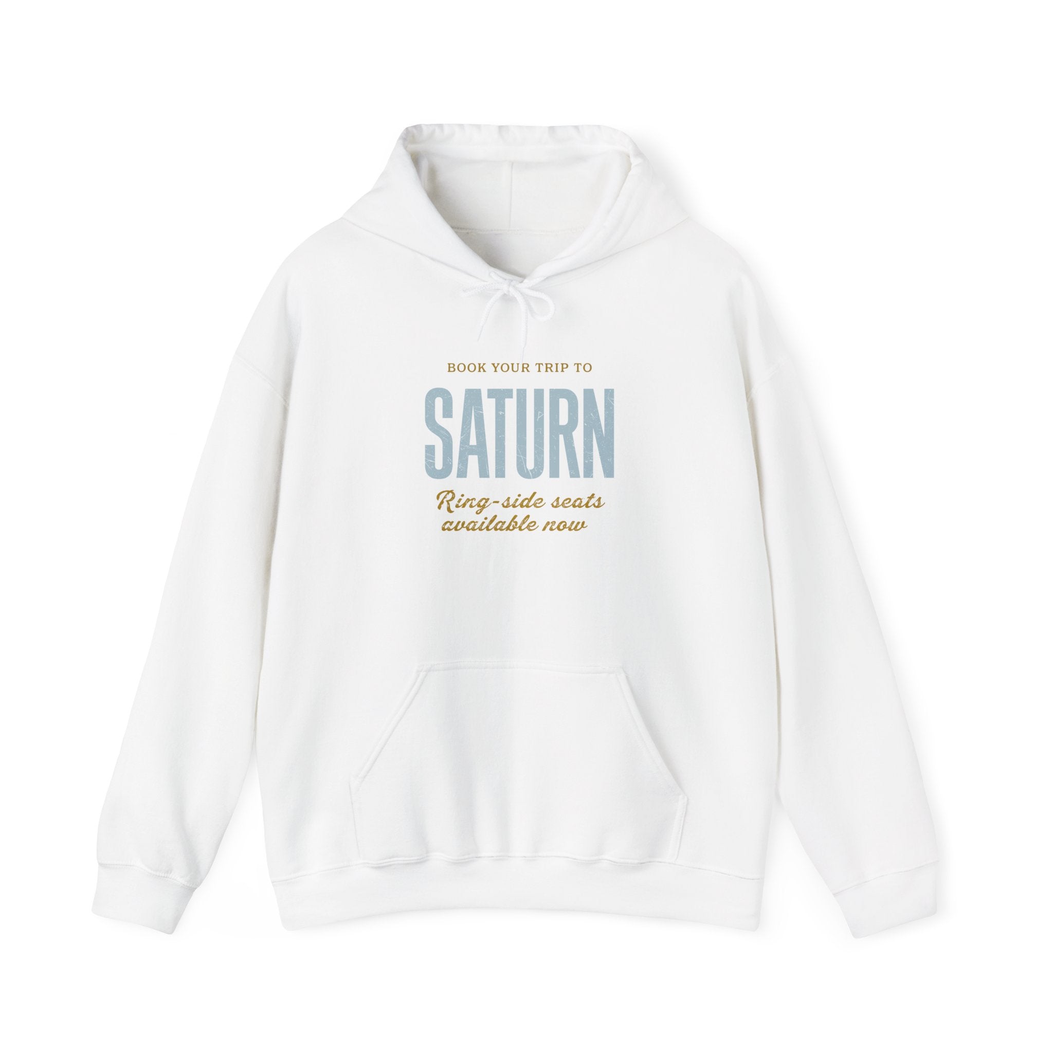 Saturn Travel Hoodie — 'Book Your Trip to SATURN' Vintage Space Sweatshirt