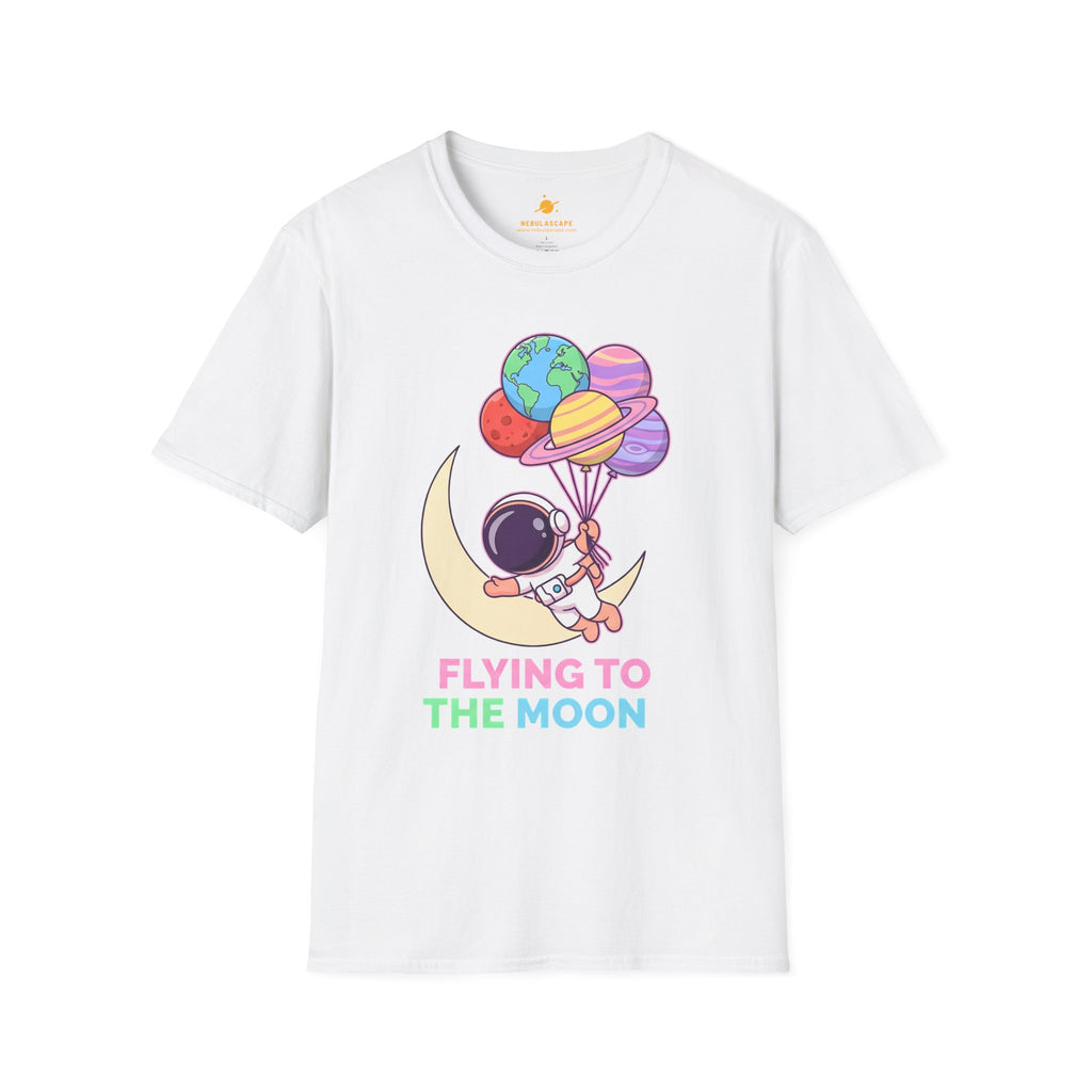 Flying to the Moon T-Shirt — Cute Astronaut Balloon Graphic Tee