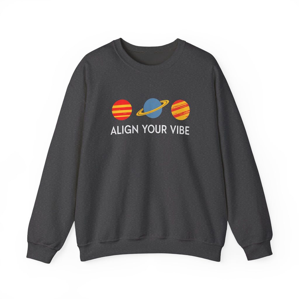 Align Your Vibe Crewneck Sweatshirt — Retro Planets Graphic