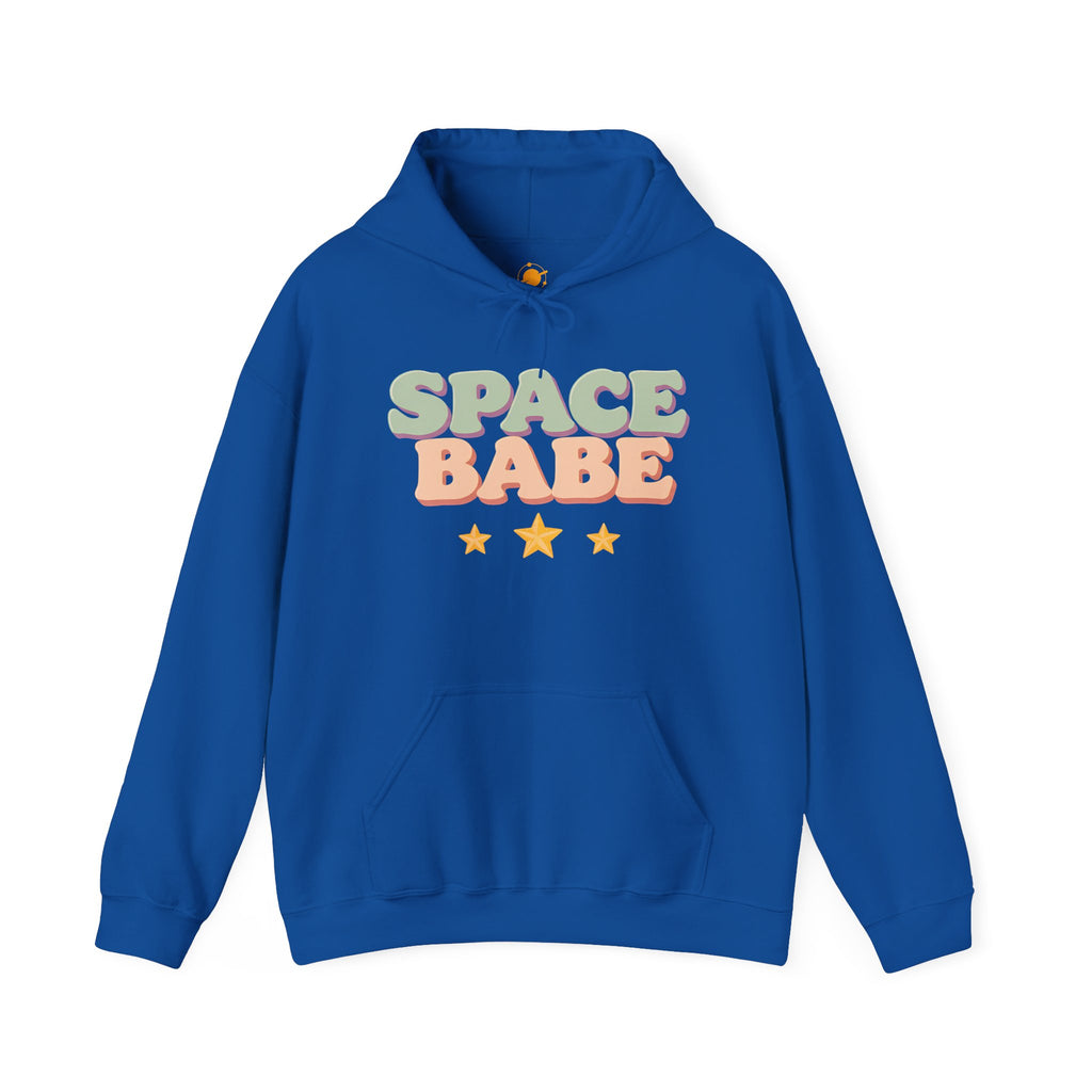 Space Babe Hoodie — Retro Pastel Graphic Hooded Sweatshirt