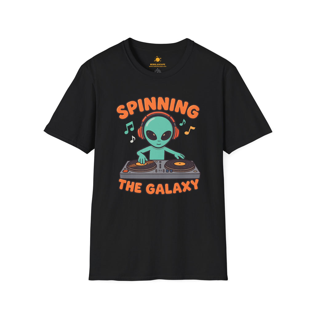 Spinning the Galaxy Alien DJ T-Shirt — Cute DJ Alien Graphic Tee