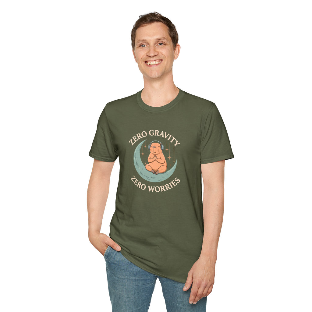 Zero Gravity, Zero Worries Meditating T-Shirt