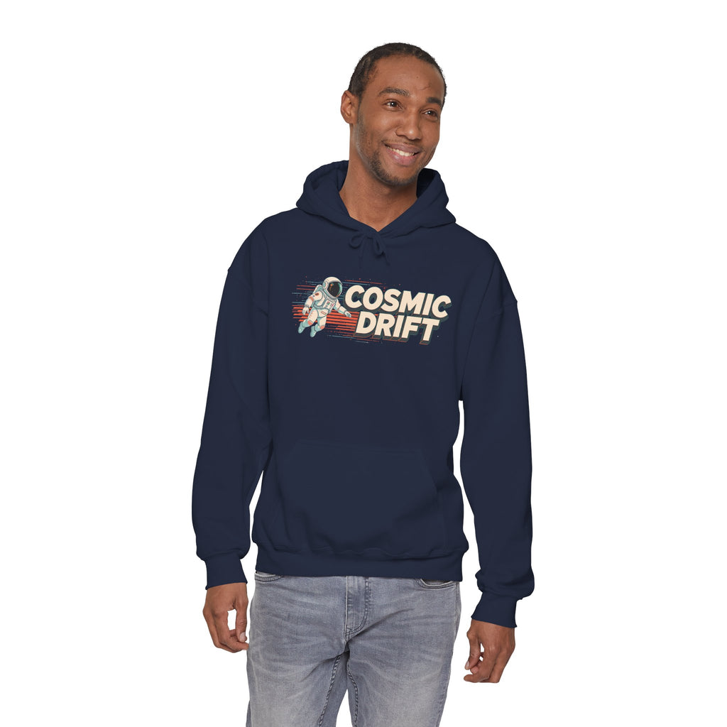 Cosmic Drift Hoodie — Retro Astronaut Space Pullover