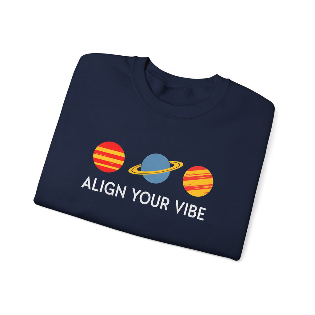 Align Your Vibe Crewneck Sweatshirt — Retro Planets Graphic