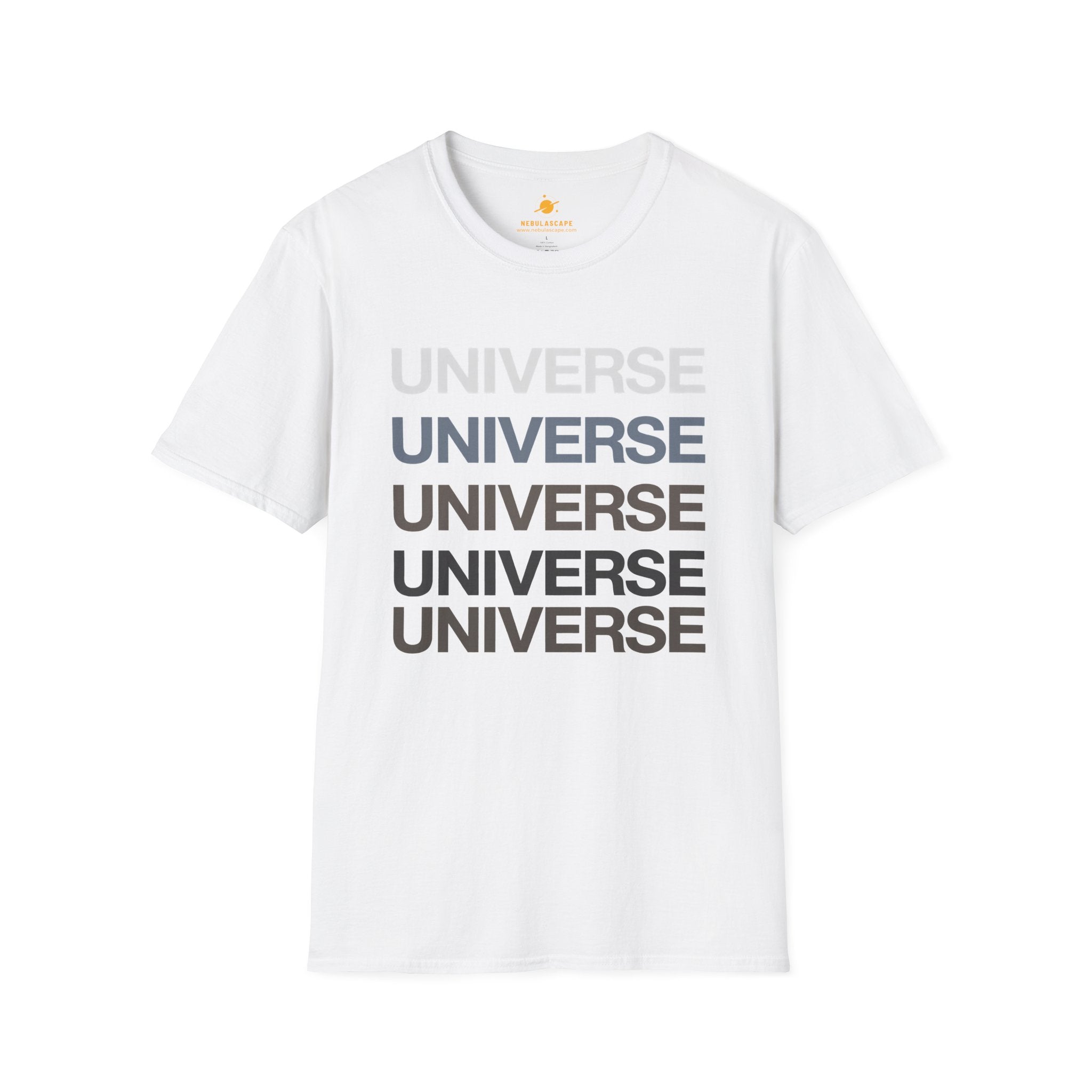 Universe Repeat Graphic T-Shirt — Minimalist Space Typography Tee