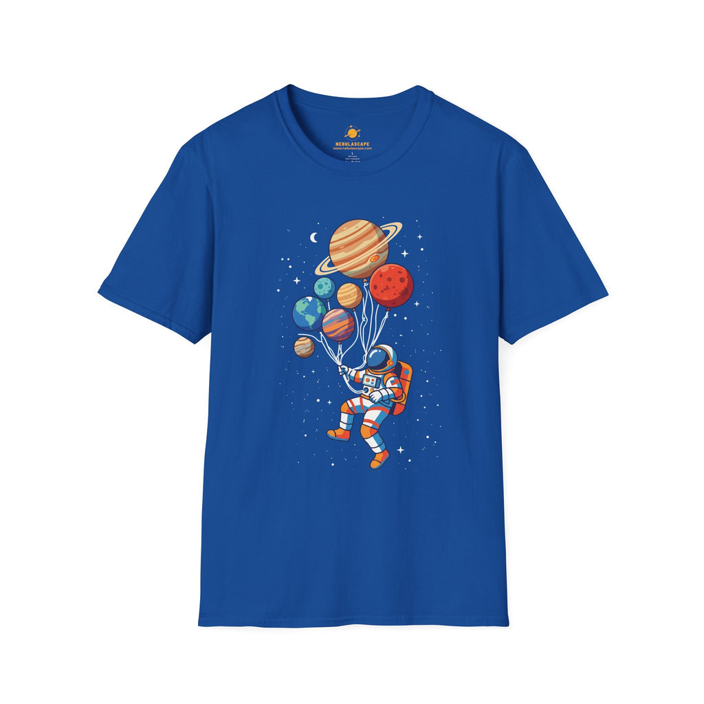 Astronaut Flying With Planet Balloons T-Shirt