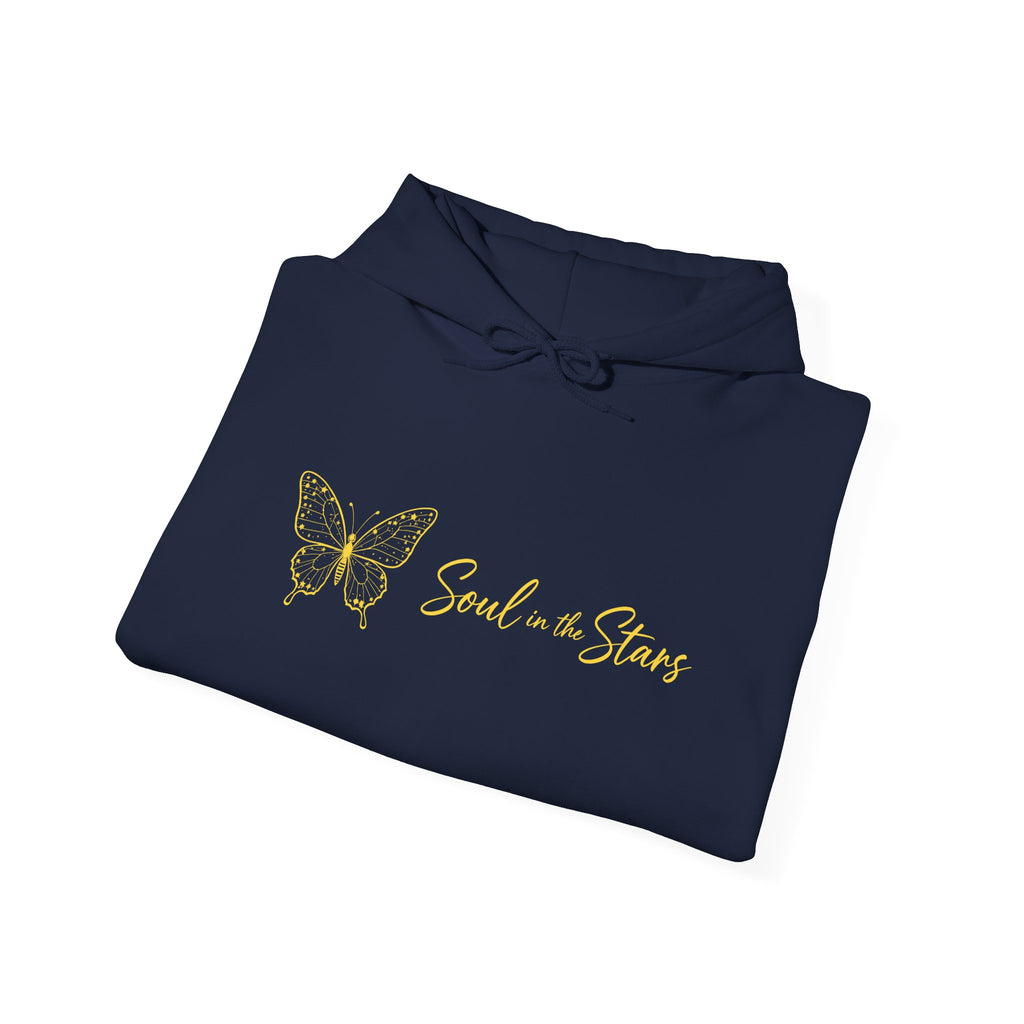 Soul in the Stars Hoodie — Gold Butterfly Spiritual Graphic Hoodie