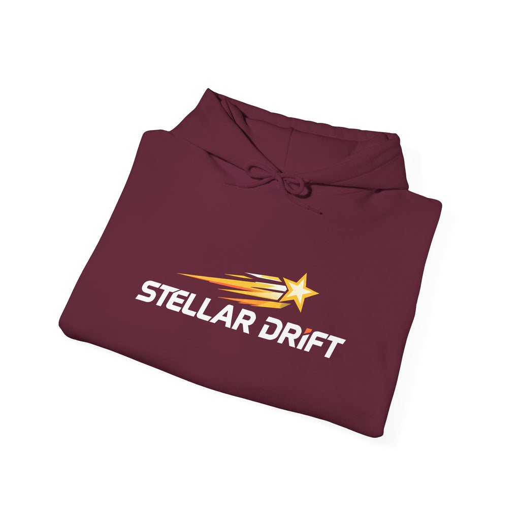Stellar Drift Hoodie — Retro Space Racing Logo Pullover