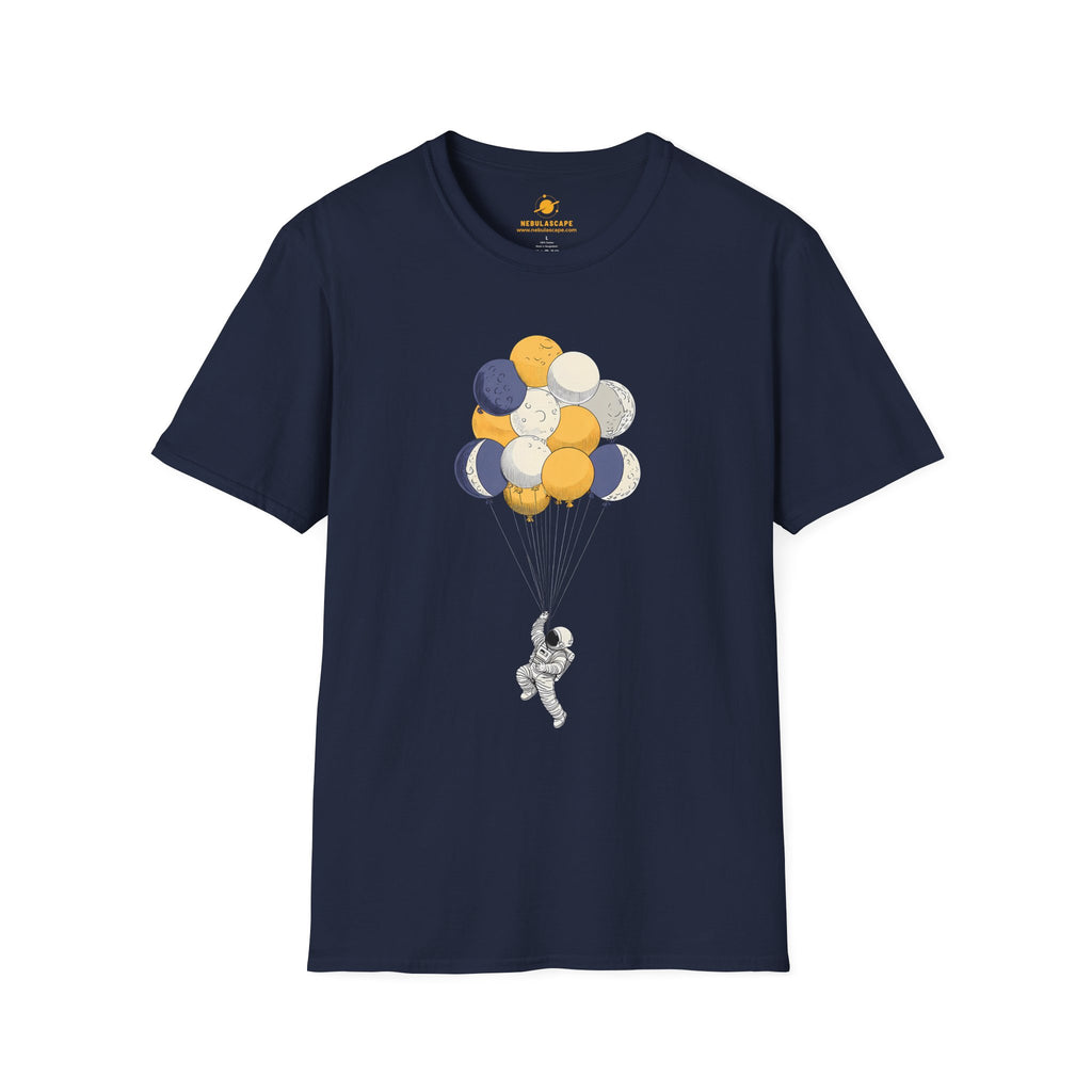 Astronaut Balloon T‑Shirt — Floating Space Explorer Graphic Tee