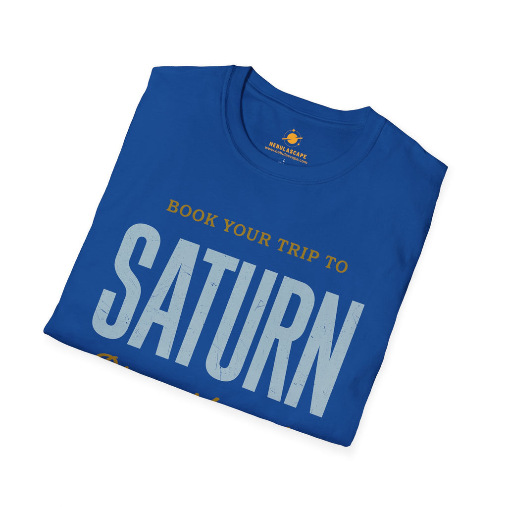 Saturn Travel Tee — "Book Your Trip to Saturn" Vintage Space Shirt