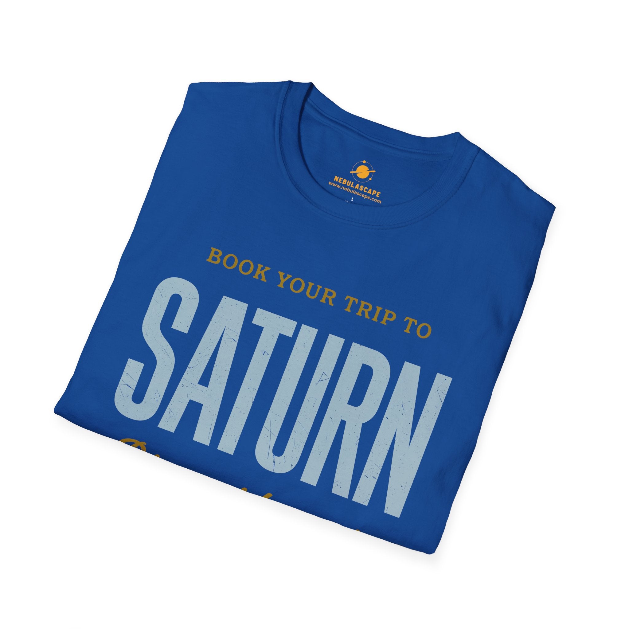 Saturn Travel Tee — "Book Your Trip to Saturn" Vintage Space Shirt
