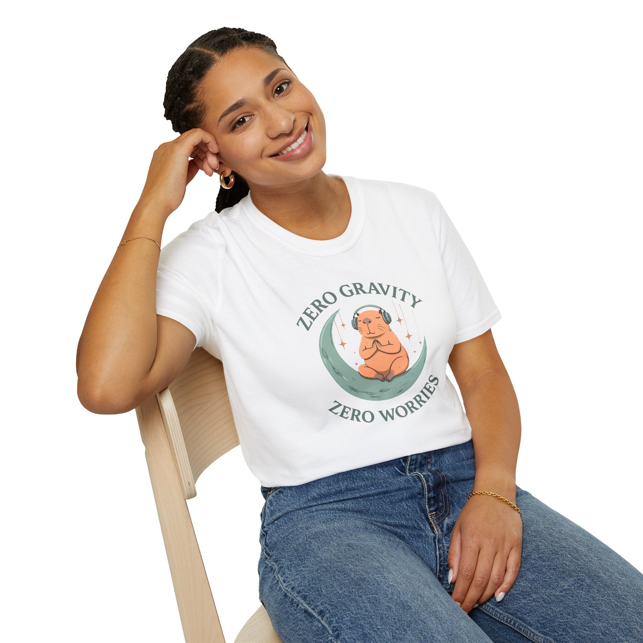 Zero Gravity, Zero Worries Meditating T-Shirt