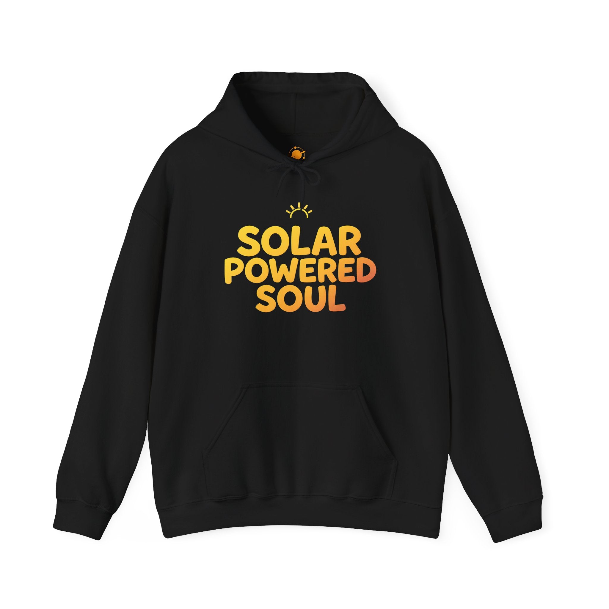 Solar Powered Soul Hoodie — Retro Yellow Sun Graphic Hooded Sweatshirt