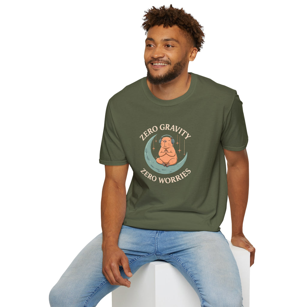 Zero Gravity, Zero Worries Meditating T-Shirt
