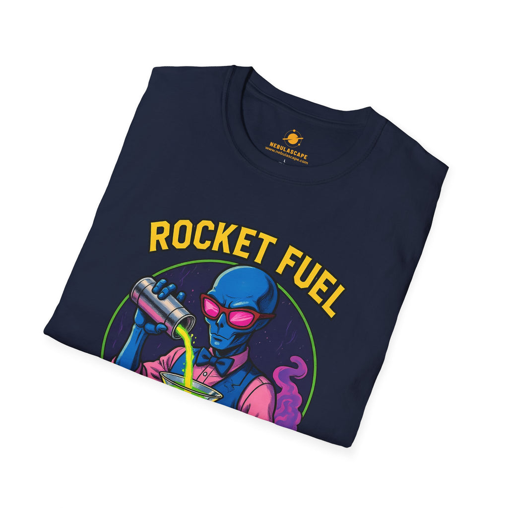 T-Shirt — Rocket Fuel Served Cold Graphic Tee (Alien Scientist Design)