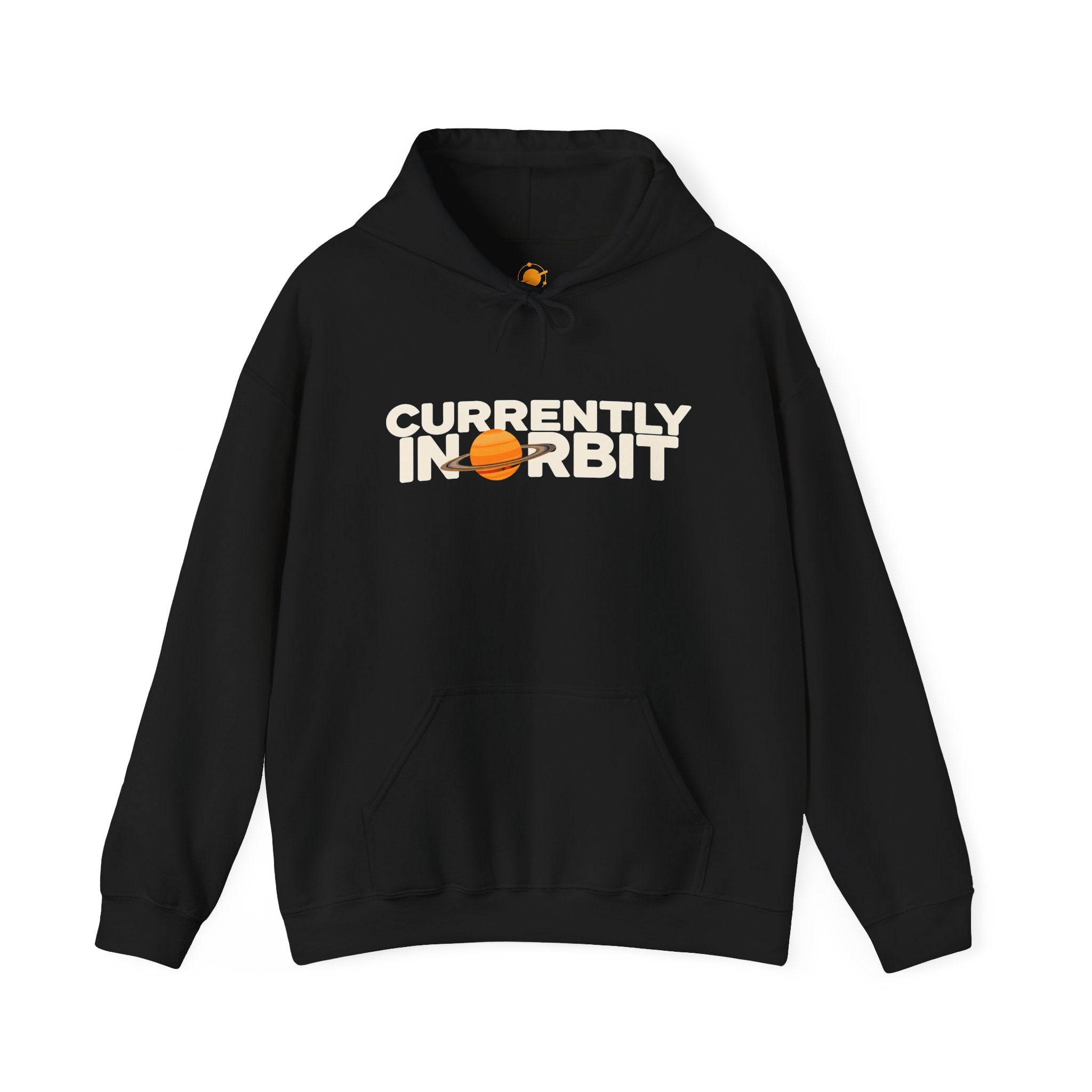 Currently In Orbit Hoodie — Space Graphic Pullover for Astronomy Lovers