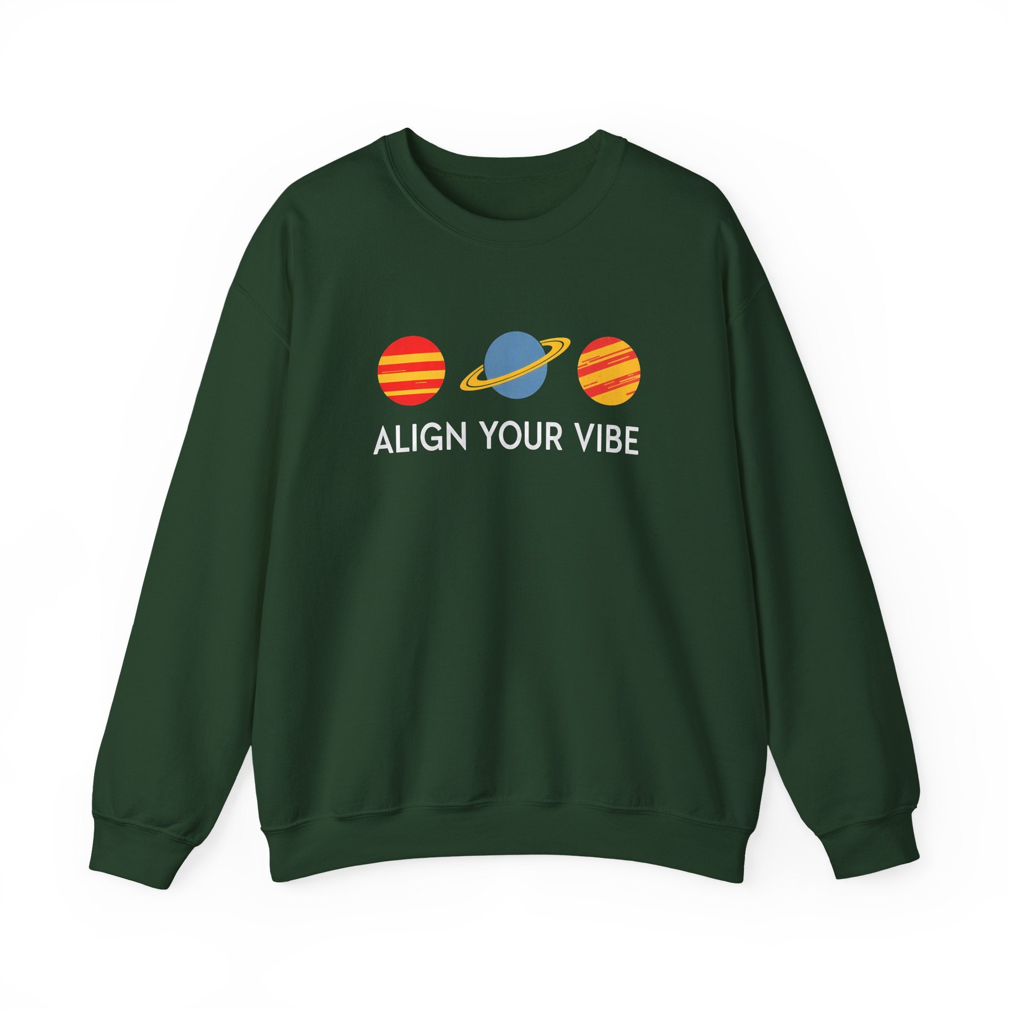 Align Your Vibe Crewneck Sweatshirt — Retro Planets Graphic