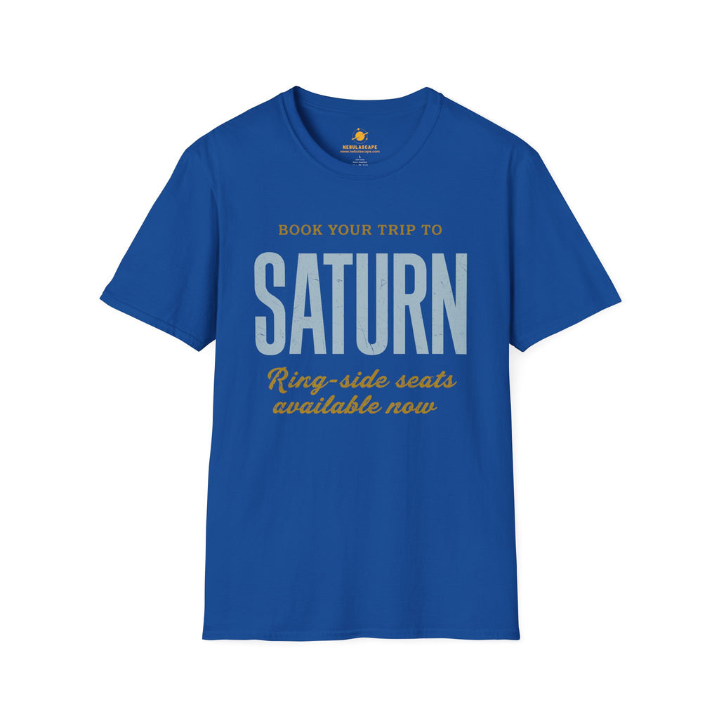 Saturn Travel Tee — "Book Your Trip to Saturn" Vintage Space Shirt