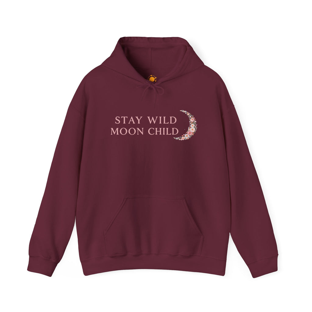 Moon Child Hoodie — "Stay Wild Moon Child" Pastel Crescent Moon Graphic