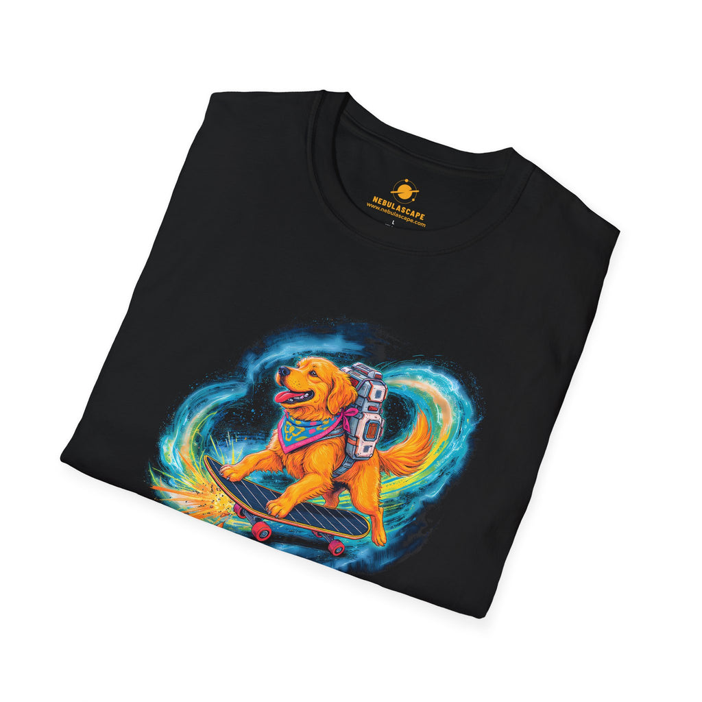 Cosmic Good Boy - Dog Skateboarding in Space T-Shirt