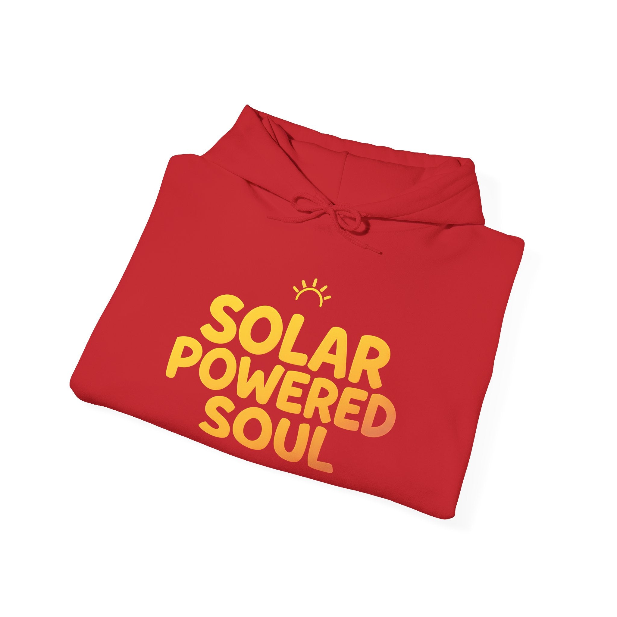 Solar Powered Soul Hoodie — Retro Yellow Sun Graphic Hooded Sweatshirt