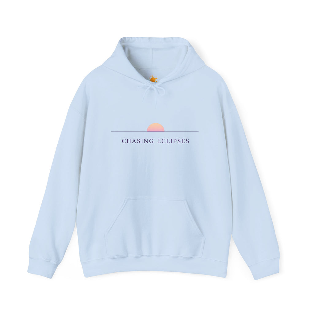 Chasing Eclipses Hoodie — Minimal Sunrise Graphic Pullover