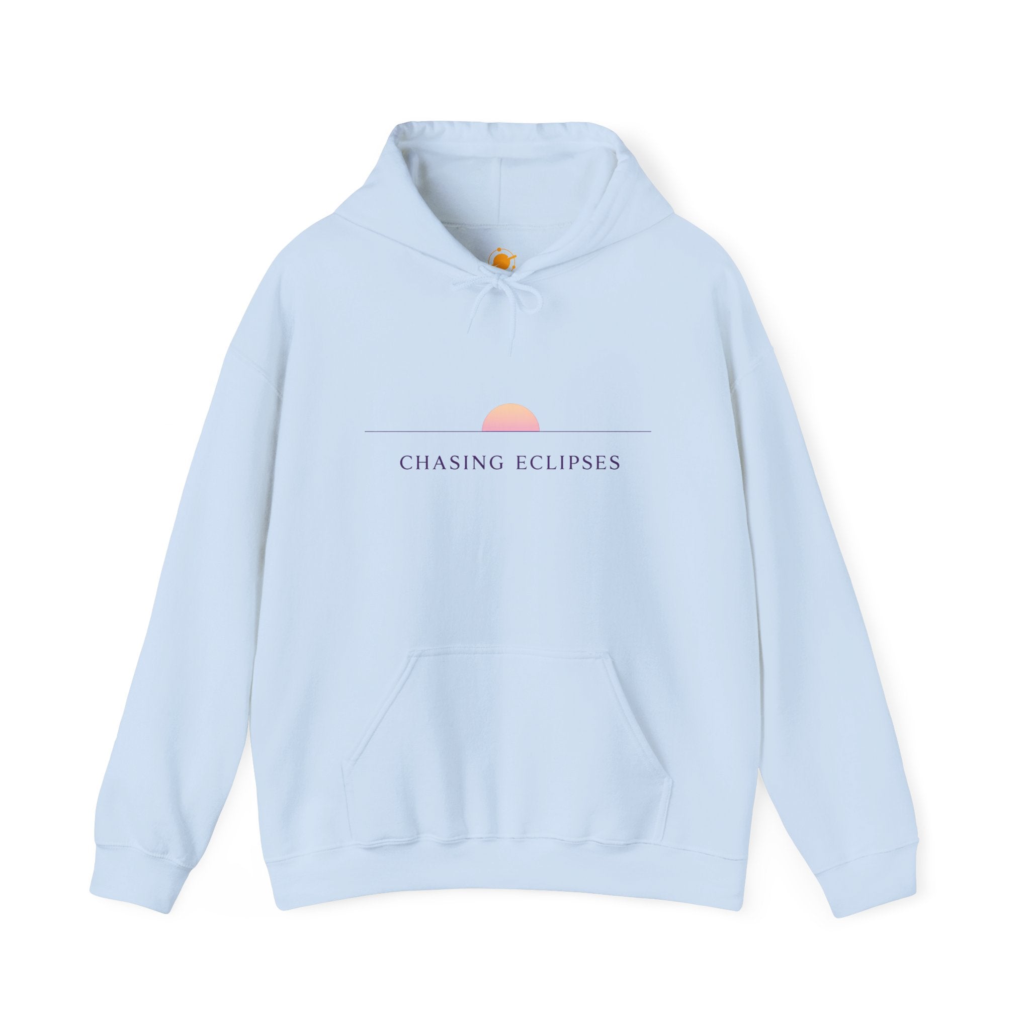Chasing Eclipses Hoodie — Minimal Sunrise Graphic Pullover