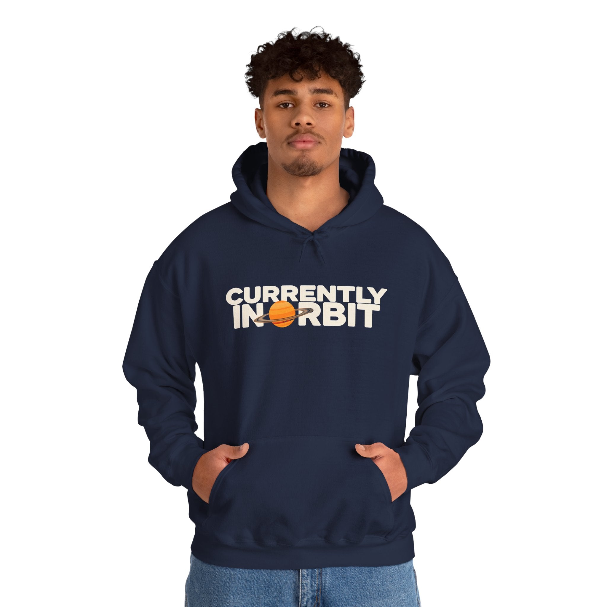 Currently In Orbit Hoodie — Space Graphic Pullover for Astronomy Lovers