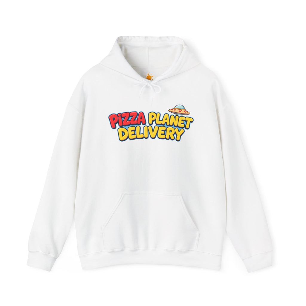 Pizza Planet Delivery Hoodie — Retro Cartoon Space Pizza Logo Pullover