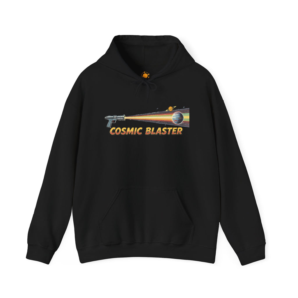 Cosmic Blaster Hoodie — Retro Space Ray Gun Graphic Pullover