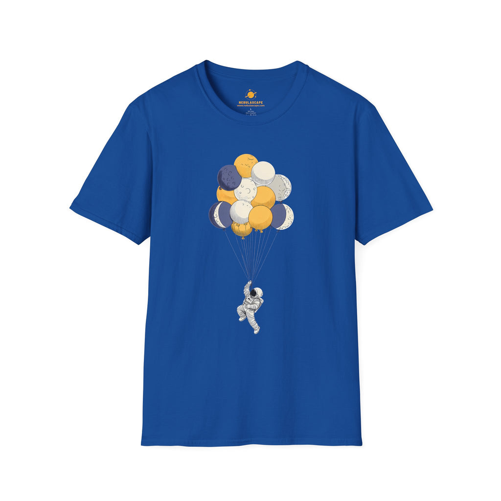 Astronaut Balloon T‑Shirt — Floating Space Explorer Graphic Tee