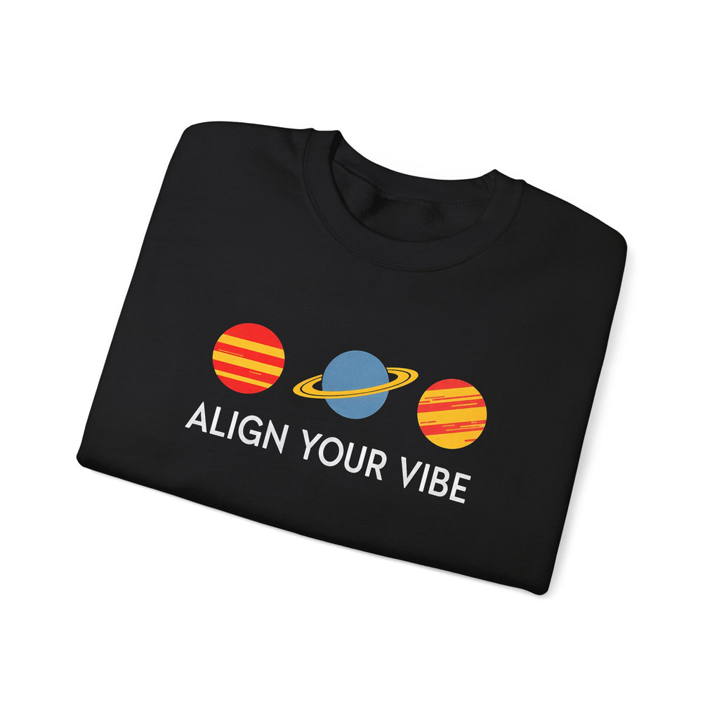 Align Your Vibe Crewneck Sweatshirt — Retro Planets Graphic