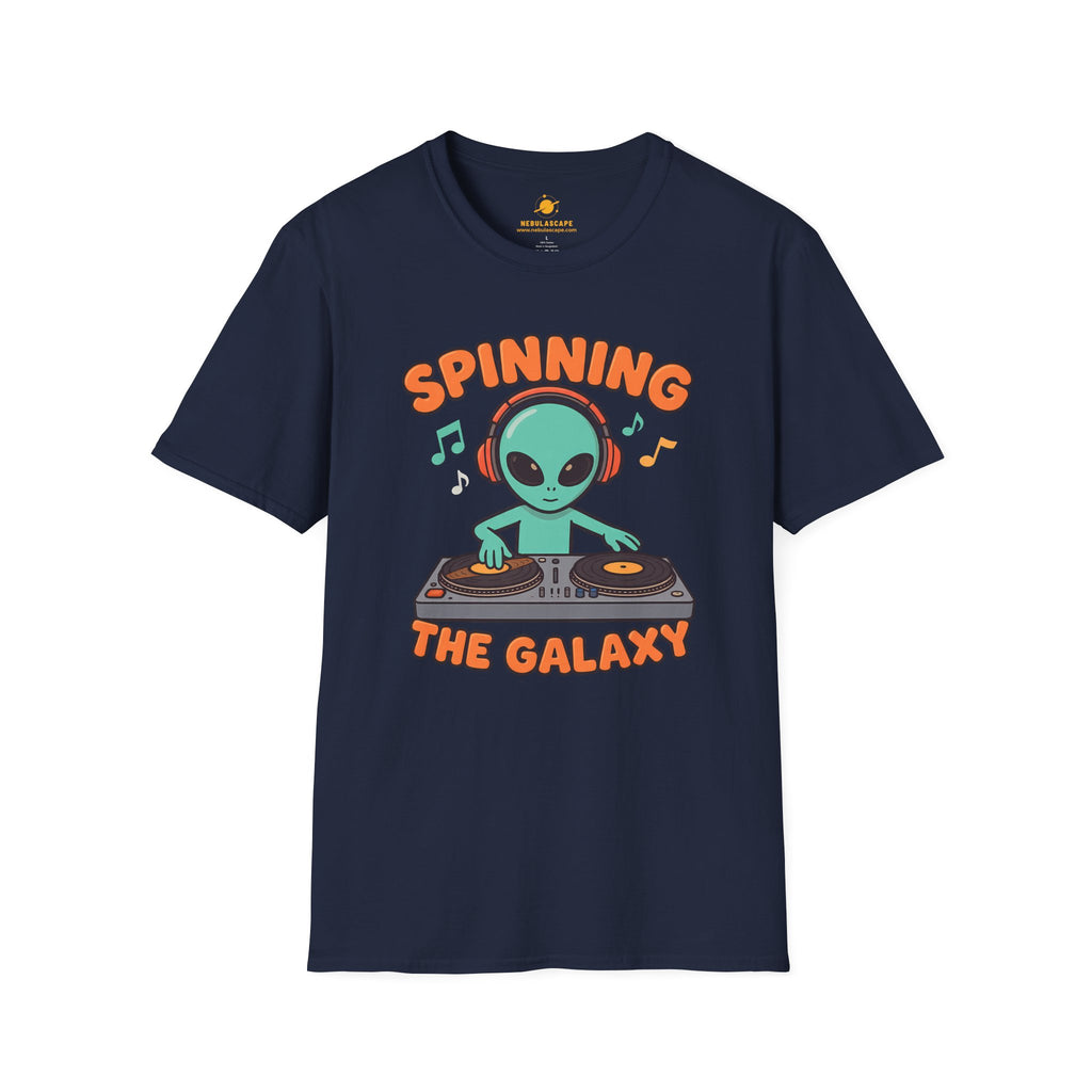 Spinning the Galaxy Alien DJ T-Shirt — Cute DJ Alien Graphic Tee