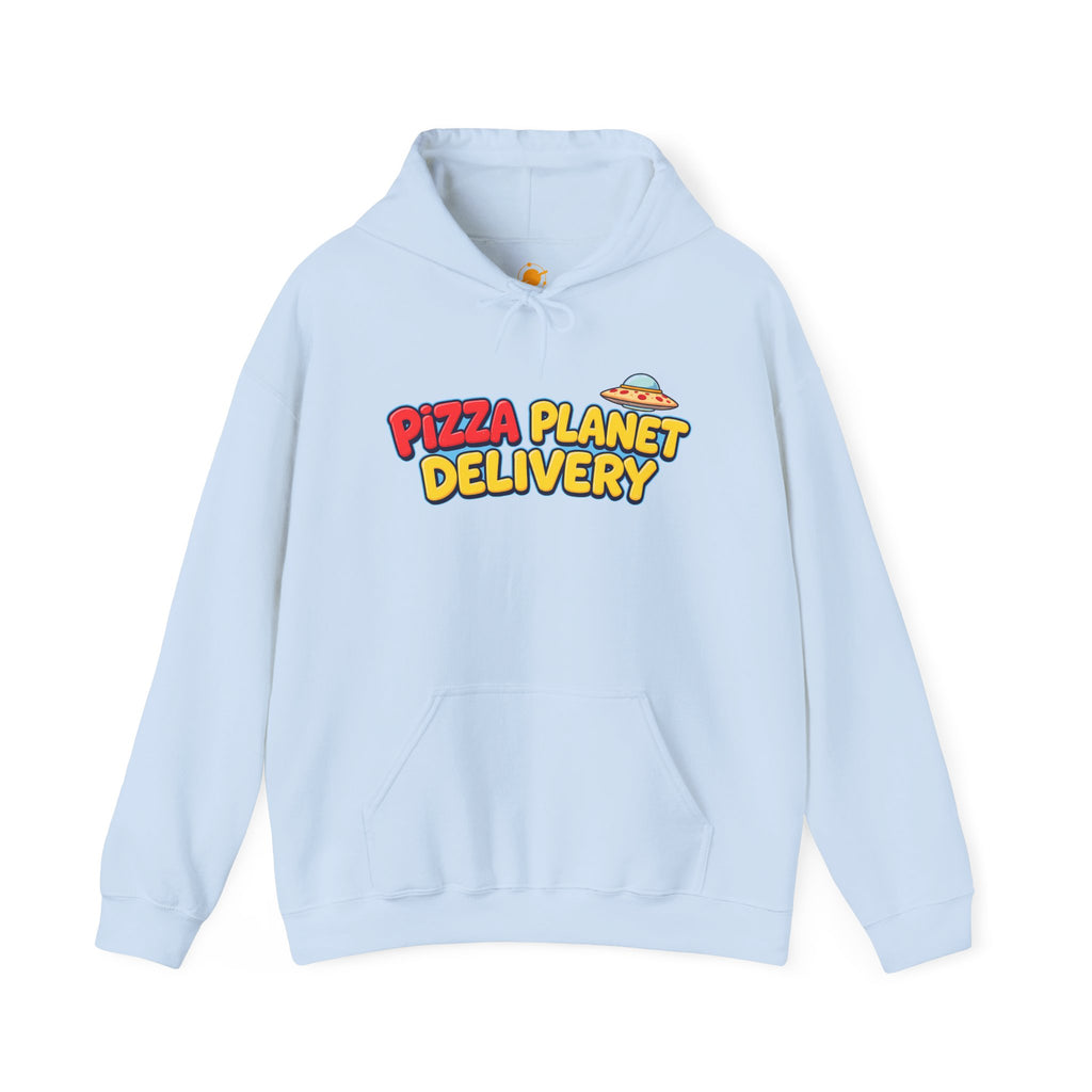 Pizza Planet Delivery Hoodie — Retro Cartoon Space Pizza Logo Pullover