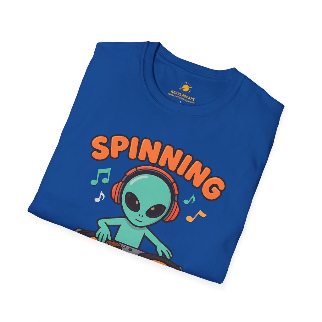Spinning the Galaxy Alien DJ T-Shirt — Cute DJ Alien Graphic Tee