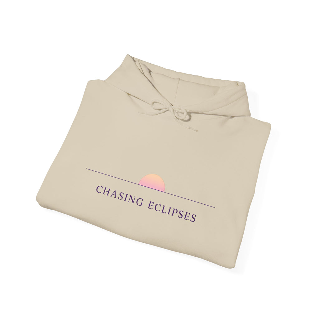 Chasing Eclipses Hoodie — Minimal Sunrise Graphic Pullover
