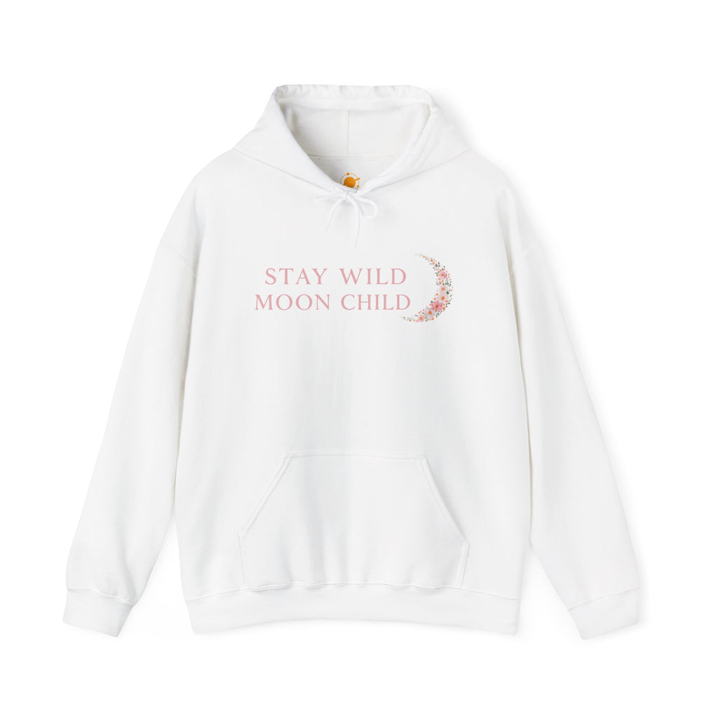 Moon Child Hoodie — "Stay Wild Moon Child" Pastel Crescent Moon Graphic