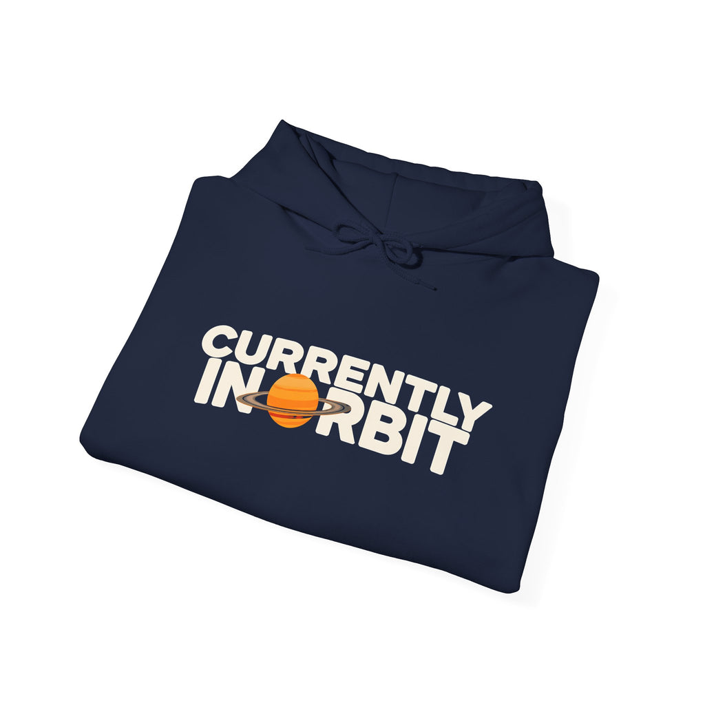 Currently In Orbit Hoodie — Space Graphic Pullover for Astronomy Lovers