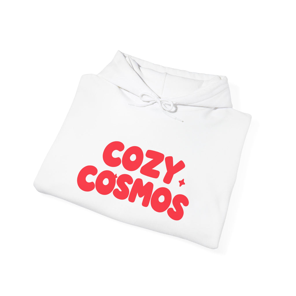 Cozy Cosmos Hoodie — Retro Red 'Cozy Cosmos' Graphic Pullover